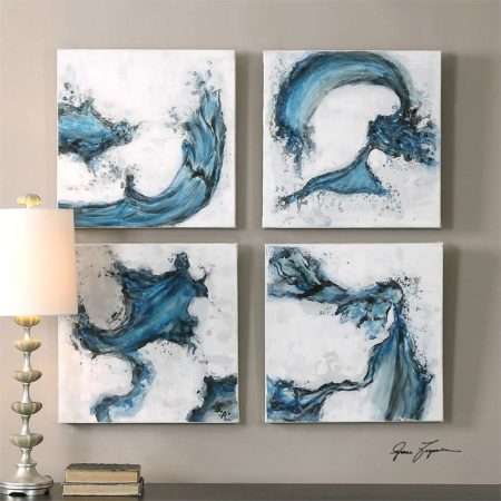 Swirls In Blue, S/4