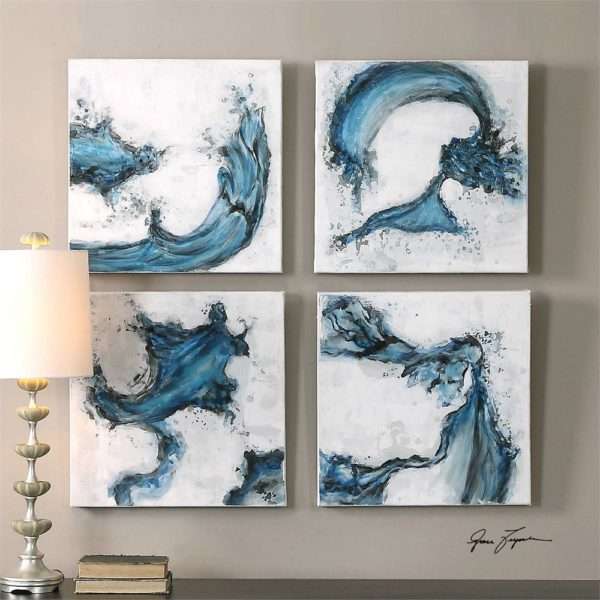 Swirls In Blue, S/4