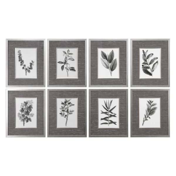 Sepia Gray Leaves, S/8 - Image 2