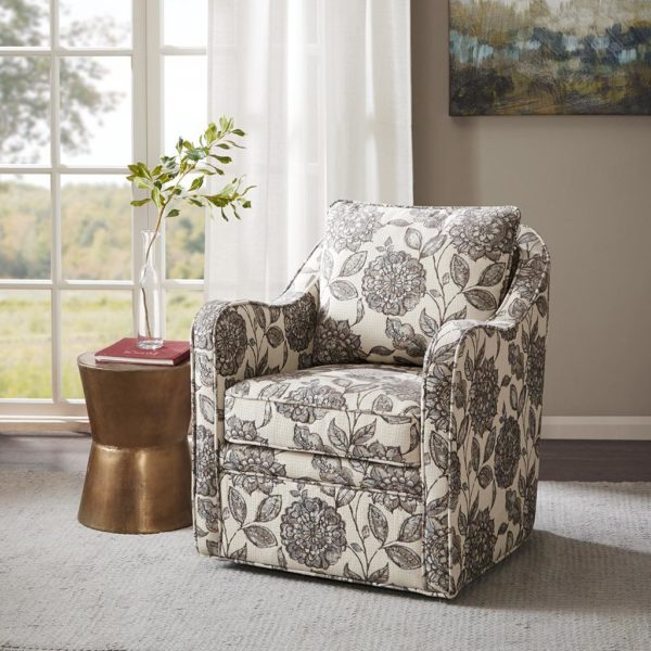 Brianne Slub Weave Wide Seat Swivel Arm Chair
