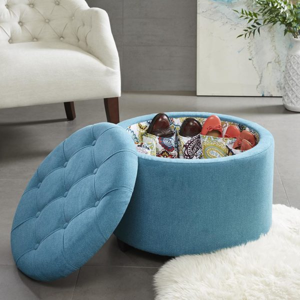 Sasha Round Ottoman with Shoe Holder Insert - Image 2