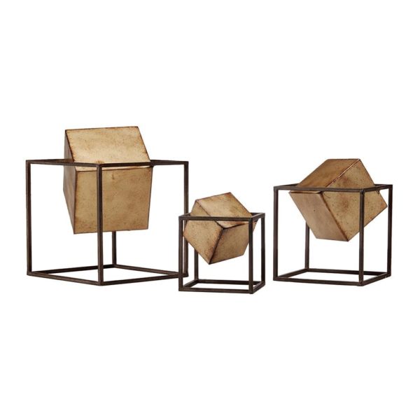 Quad Gold Cube Decor Set of 3 - Image 2