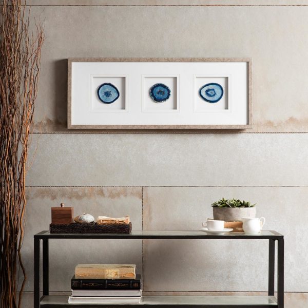 Blue Agate Trio Stone Framed Graphic
