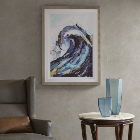 Wave Curl Framed Graphic with Silver Foil and Silver Frame