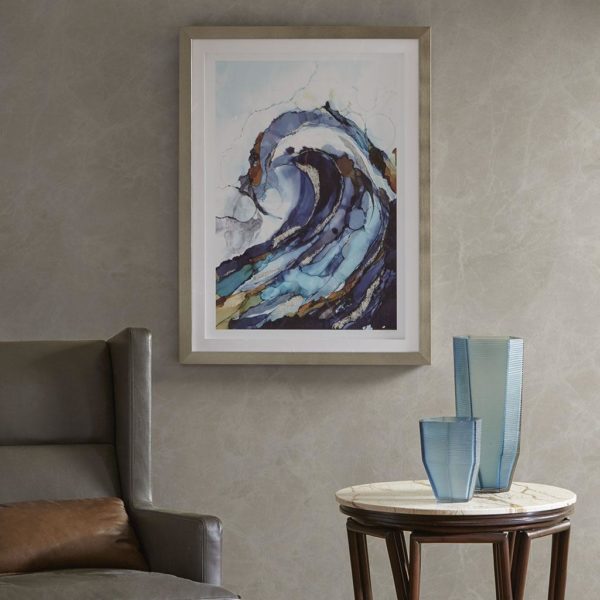 Wave Curl Framed Graphic with Silver Foil and Silver Frame