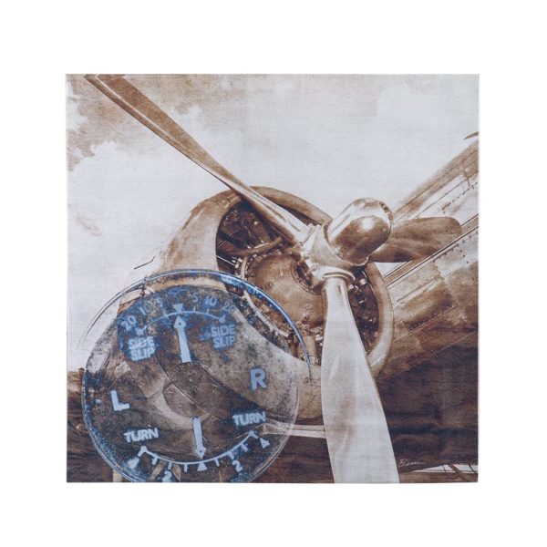 History Of Aviation II Printed Silver Metallic Canvas - Image 2