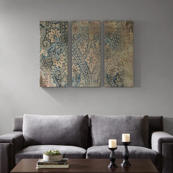 Weathered Damask Walls Printed Linen 3 Piece Set