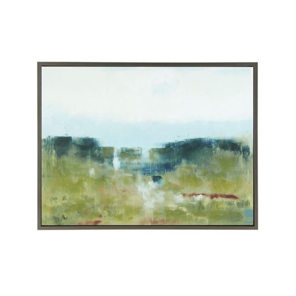Morning Fields Green Hand Embellished Framed Canvas - Image 2