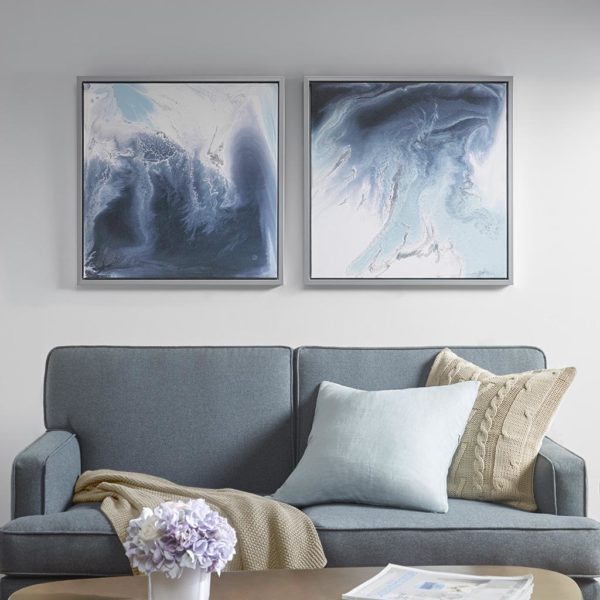 Blue Lagoon 2 Gel Coat Framed Canvas 2 Piece Set