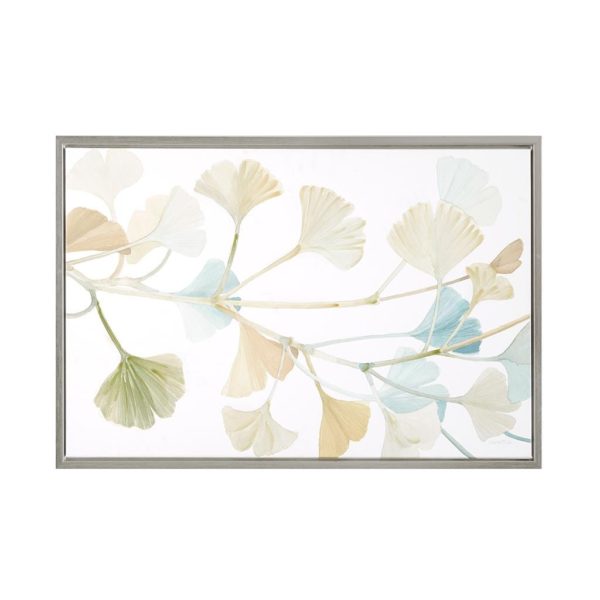 Spring Ginkgo Leaves Print on Canvas with Hand Embellishment - Image 2