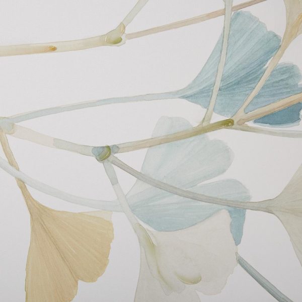 Spring Ginkgo Leaves Print on Canvas with Hand Embellishment - Image 3