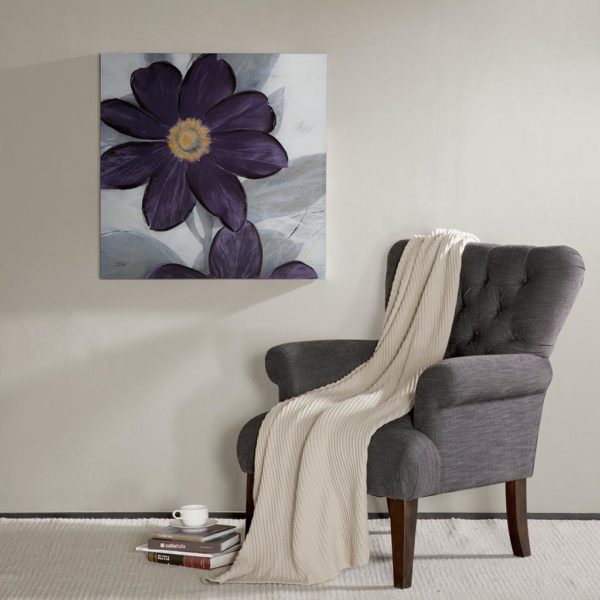 Midnight Bloom Plum Hand Embellished Canvas