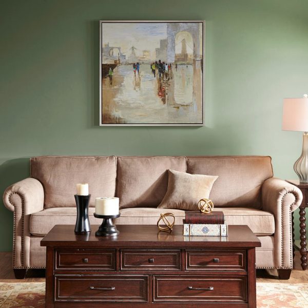 A Walk On The Avenue Hand Embellished Canvas with Frame