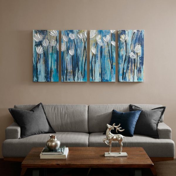 Ocean Breeze Blossom 4 Piece Set Gel Coat Printed on Canvas