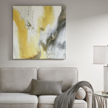 Blissful Yellow Gel Coat Canvas with Sliver Foil Embellishment