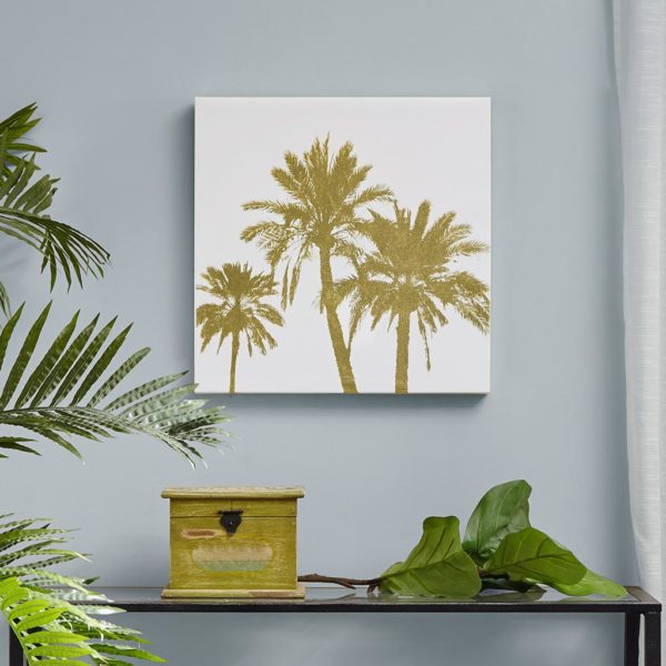 Gold Palms Gold Foil Embellished Canvas