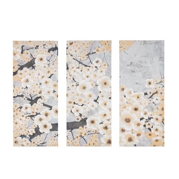Gleeful Blossoms Yellow Hand Embellished Printed Canvas 3 Piece Set - Image 2