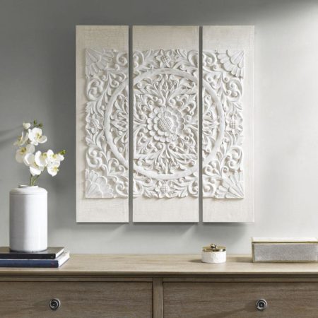 White Mandala 3D Embellished Canvas