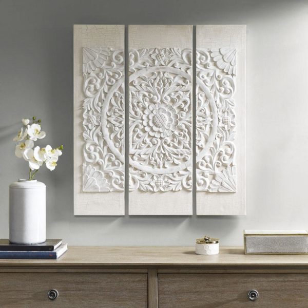 White Mandala 3D Embellished Canvas