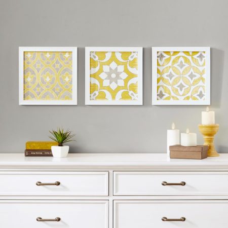 Tuscan Tiles Framed Gel Coated Paper Set of 3