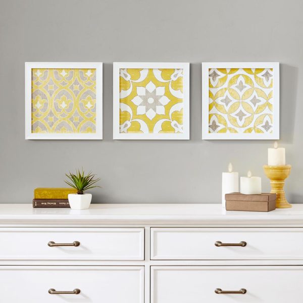 Tuscan Tiles Framed Gel Coated Paper Set of 3