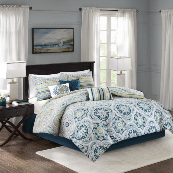 Mercia 7 Piece Reversible Cotton Sateen Comforter Set