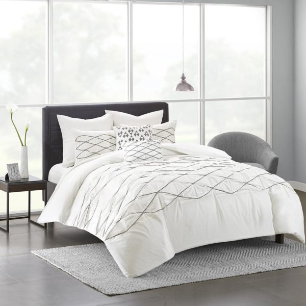 Sunita Cotton Pieced Tufted and Embroidered Duvet Cover Set