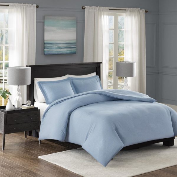 Clay Yarn-Dyed Heather Weave Microfiber Duvet Cover Mini Set - Image 2