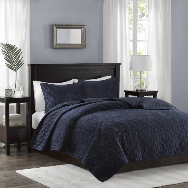 Harper Faux Velvet Reversible 3 Piece Coverlet Set - Image 2