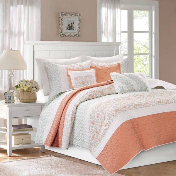 Dawn 6 Piece Cotton Percale Reversible Coverlet Set