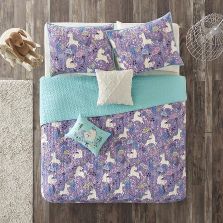 Lola Unicorn Cotton Reversible Coverlet Set