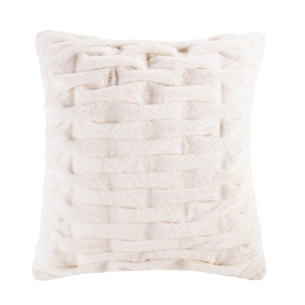 Ruched Fur Square Pillow - Image 3