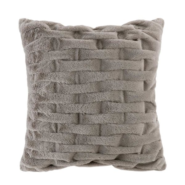 Ruched Fur Square Pillow - Image 4