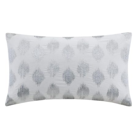Nadia Dot Metallic Silver Embroidery Oblong Pillow