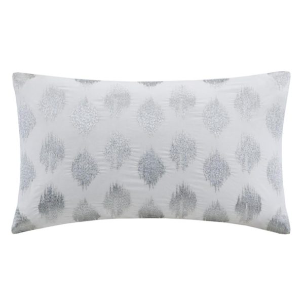 Nadia Dot Metallic Silver Embroidery Oblong Pillow