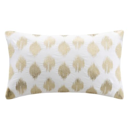 Nadia Dot Metallic Gold Embroidery Oblong Pillow