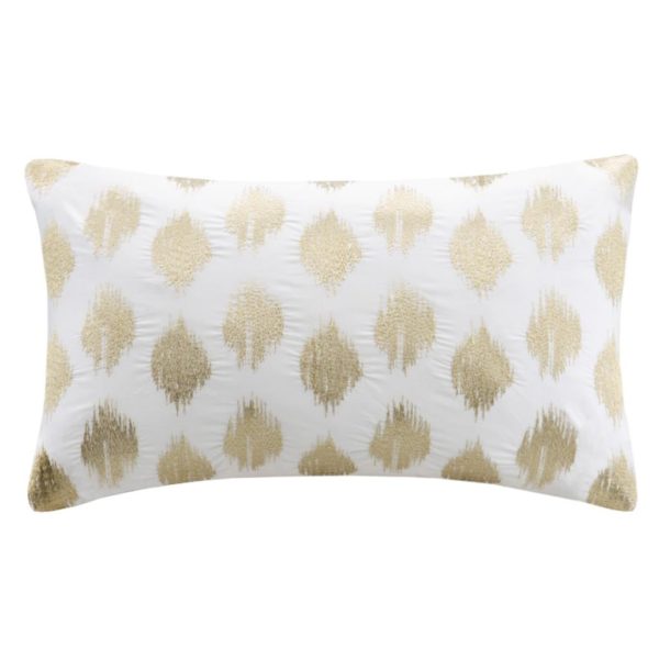 Nadia Dot Metallic Gold Embroidery Oblong Pillow