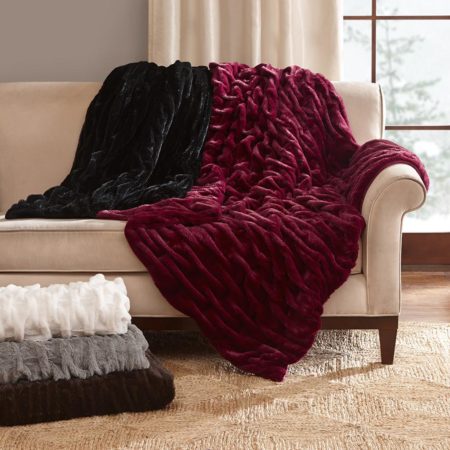 Oversized Ruched Fur Throw
