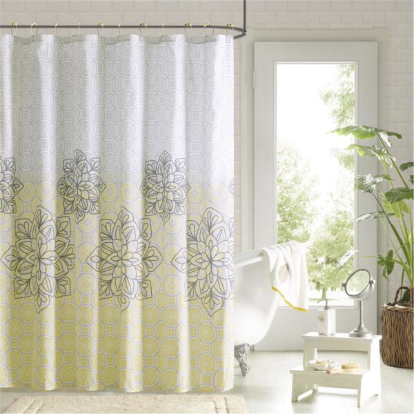 Jessica Printed Shower Curtain and Hook Set