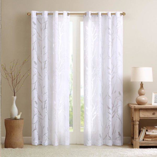 Averil Grommet Top Sheer Bird on Branches Burnout Window Curtain - Image 2
