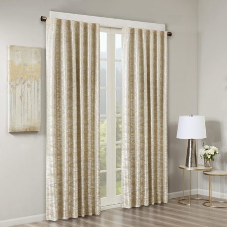 Cassius Marble Jacquard Total Blackout Rod Pocket/Back Tab Curtain Panel