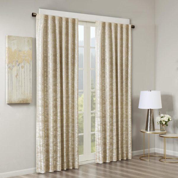 Cassius Marble Jacquard Total Blackout Rod Pocket/Back Tab Curtain Panel