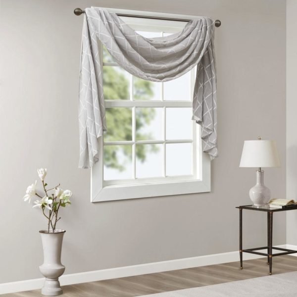 Irina Diamond Sheer Embroidered Window Scarf - Image 3