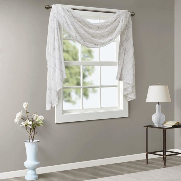 Irina Diamond Sheer Embroidered Window Scarf - Image 4