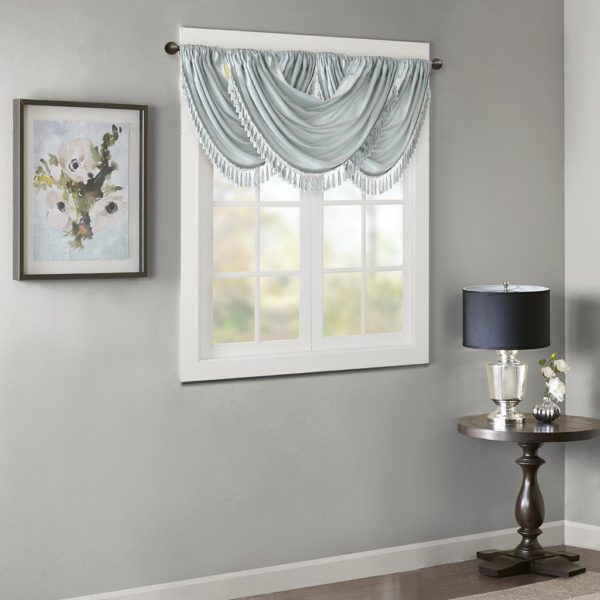 Elena Faux Silk Waterfall Embellished Valance - Image 5