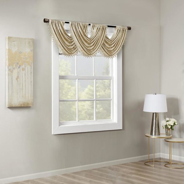 Cassius Marble Jacquard Rod Pocket/Back Tab Valance Embellished Trim - Image 2