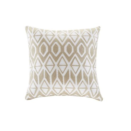 Anslee Embroidered Cotton Square Decorative Pillow