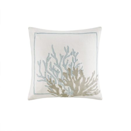 Cannon Beach Embroidered Cotton Square Decorative Pillow