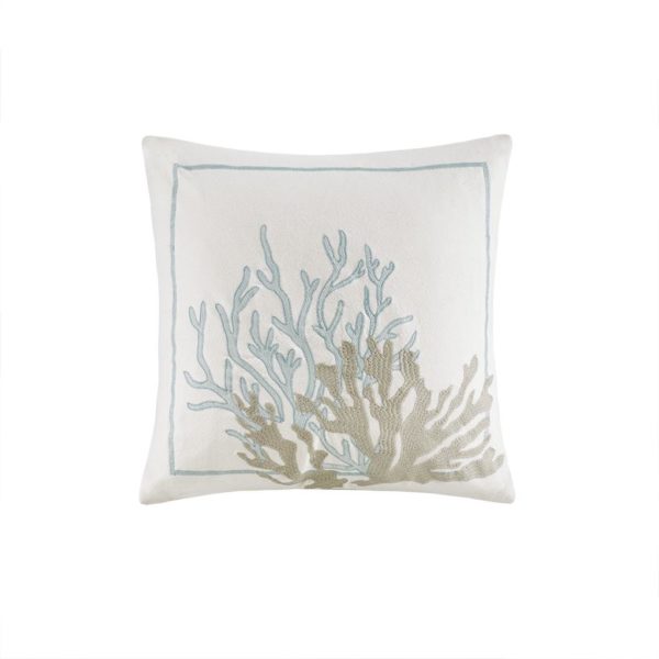 Cannon Beach Embroidered Cotton Square Decorative Pillow