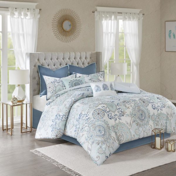 Isla 8 Piece Cotton Printed Reversible Comforter Set